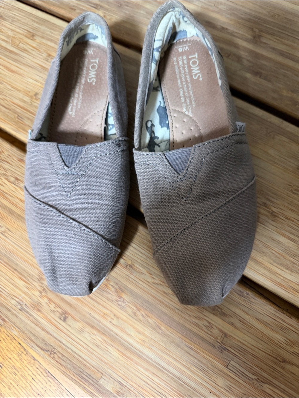 TOMS Women’s Slip-On Canvas Loafers in Taupe Brown
